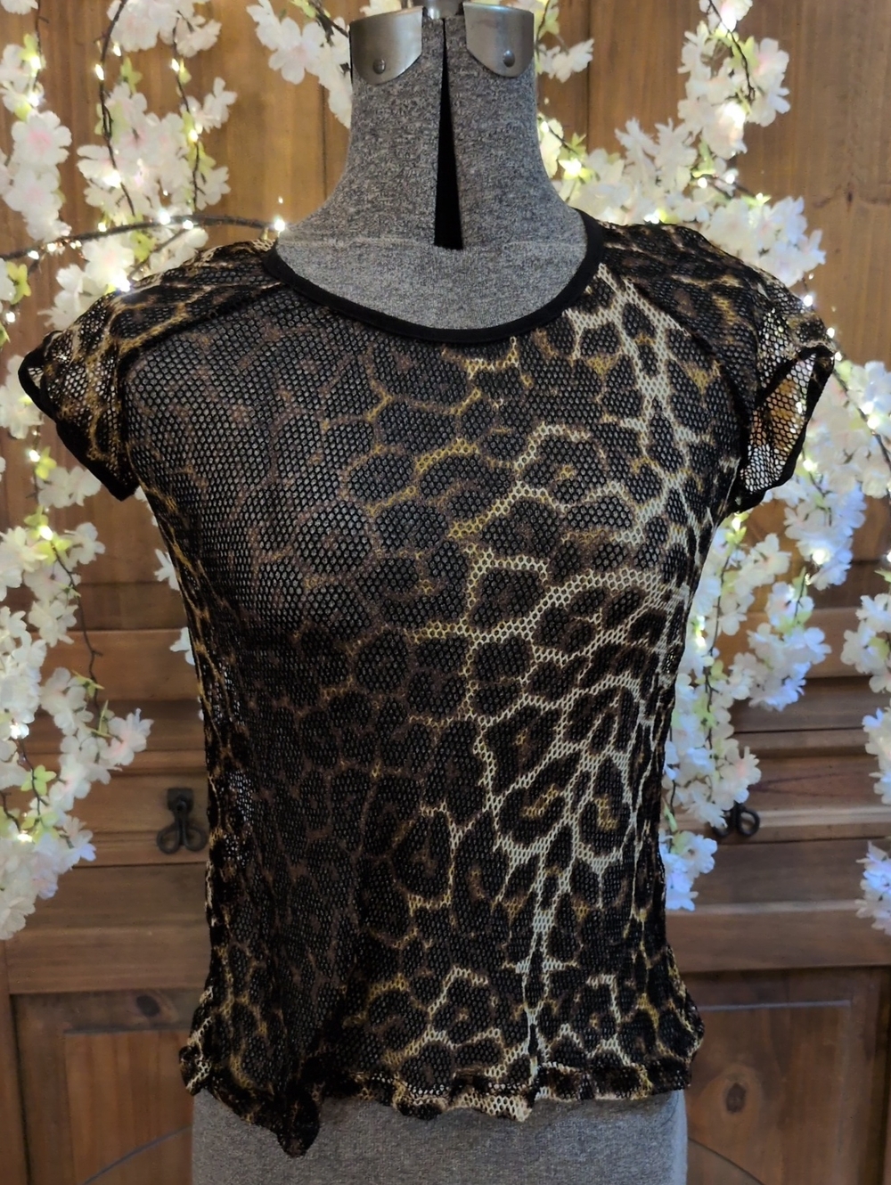 Killstar Wildchild Fishnet Top Leopard Short Sleeve